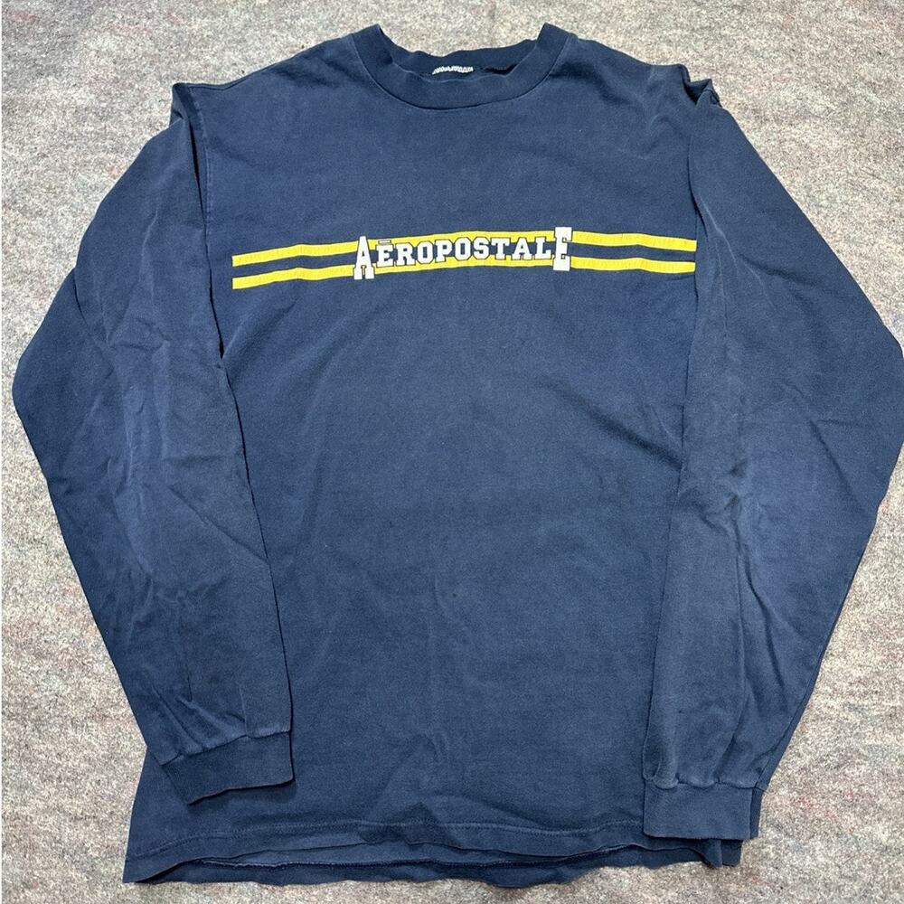 Y2K Aeropostale Logo Long Sleeve Shirt Men’s Size Medium Grunge Preppy Blue